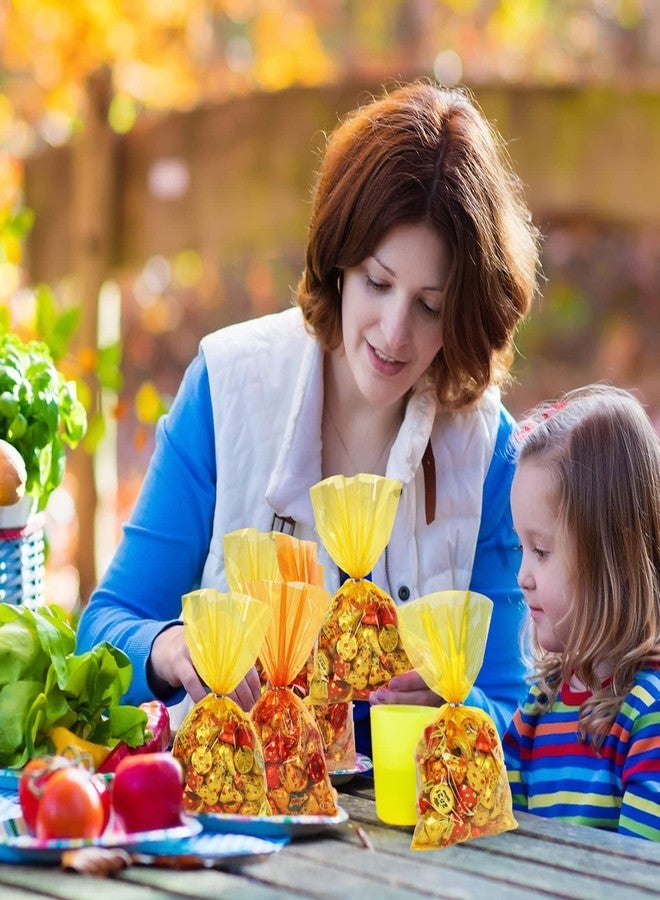 Whaline 100Pcs Fall Cellophane Bag with 100Pcs Twist Ties Mix Colors Goodie Treat Bags Orange Red Yellow Candy Snack Bag Thanksgiving Party Favor Bag for Fall Wrapping Decor Autumn Party Supplies - Image 5